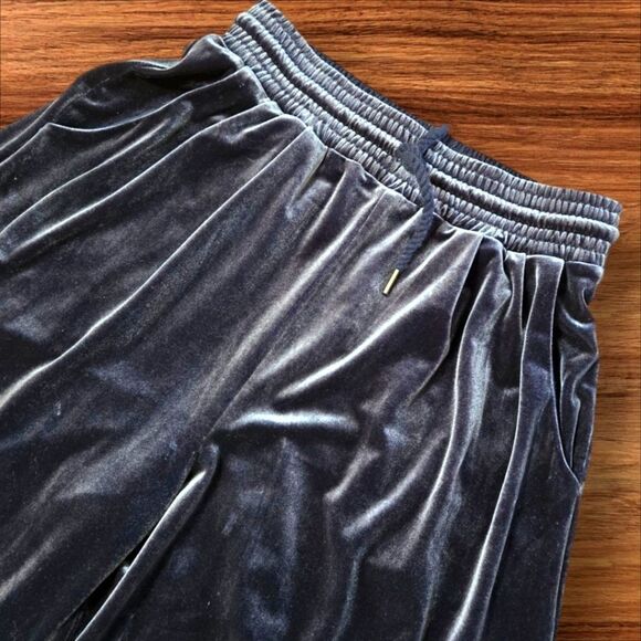 Madewell Dark Blue Velvet Cropped Lounge Pants - Picture 2 of 7